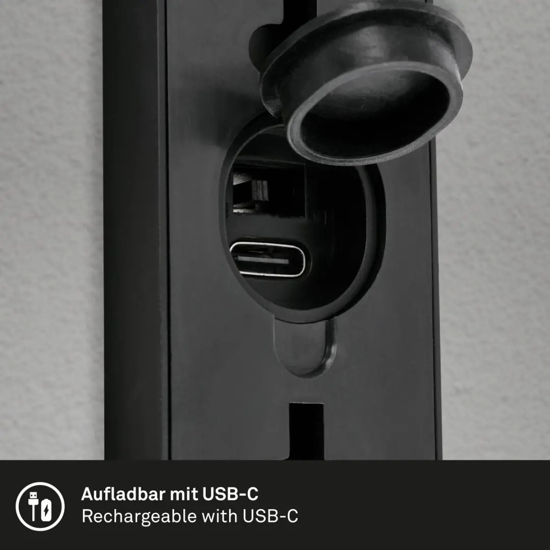Briloner Lima Bewegingsmelderlamp - 6W Warm Wit - USB Oplaadbaar - Zwart