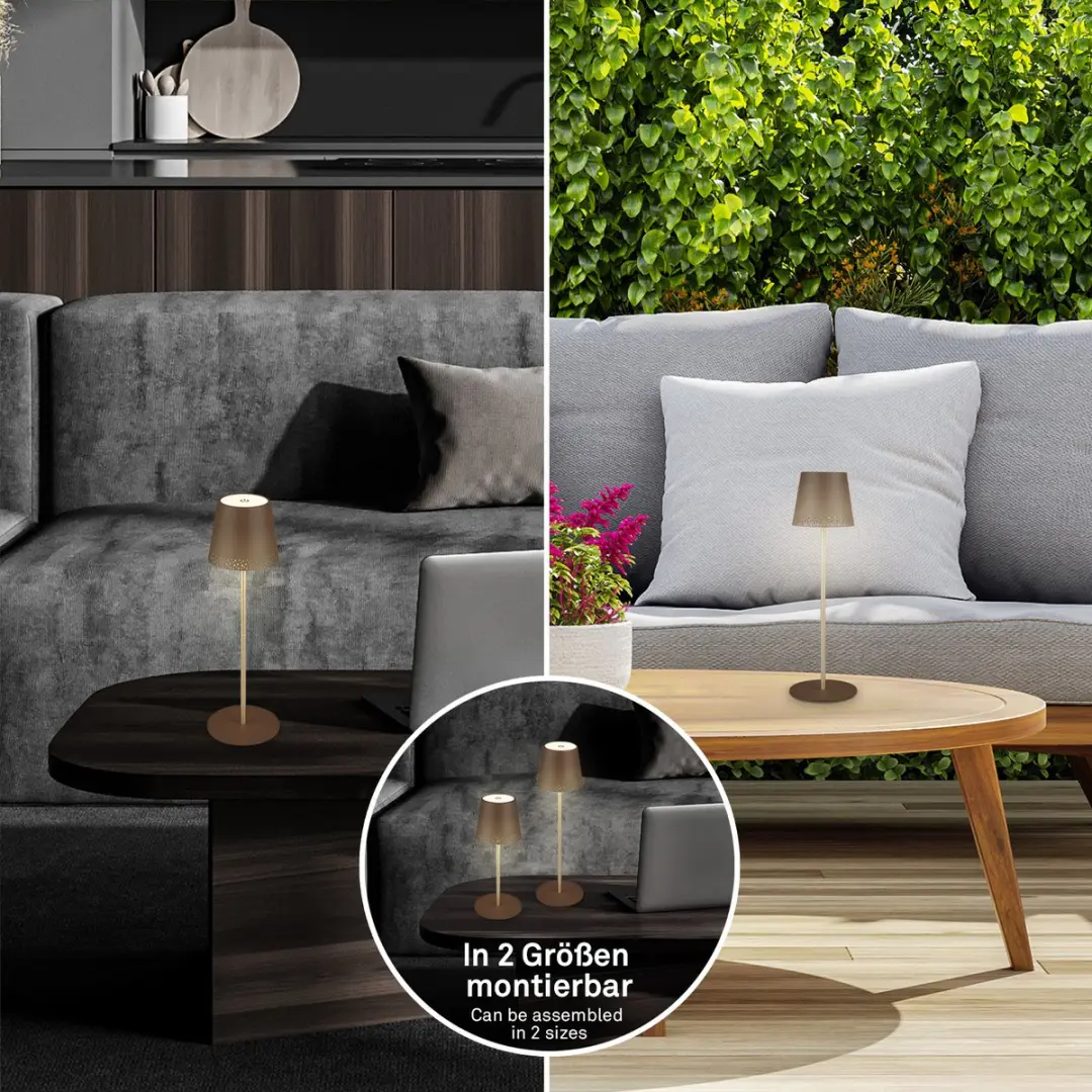 Briloner Kiki Oplaadbare Tafellamp - Ø12cm - Bruin & Goud - afbeelding 6 van 6