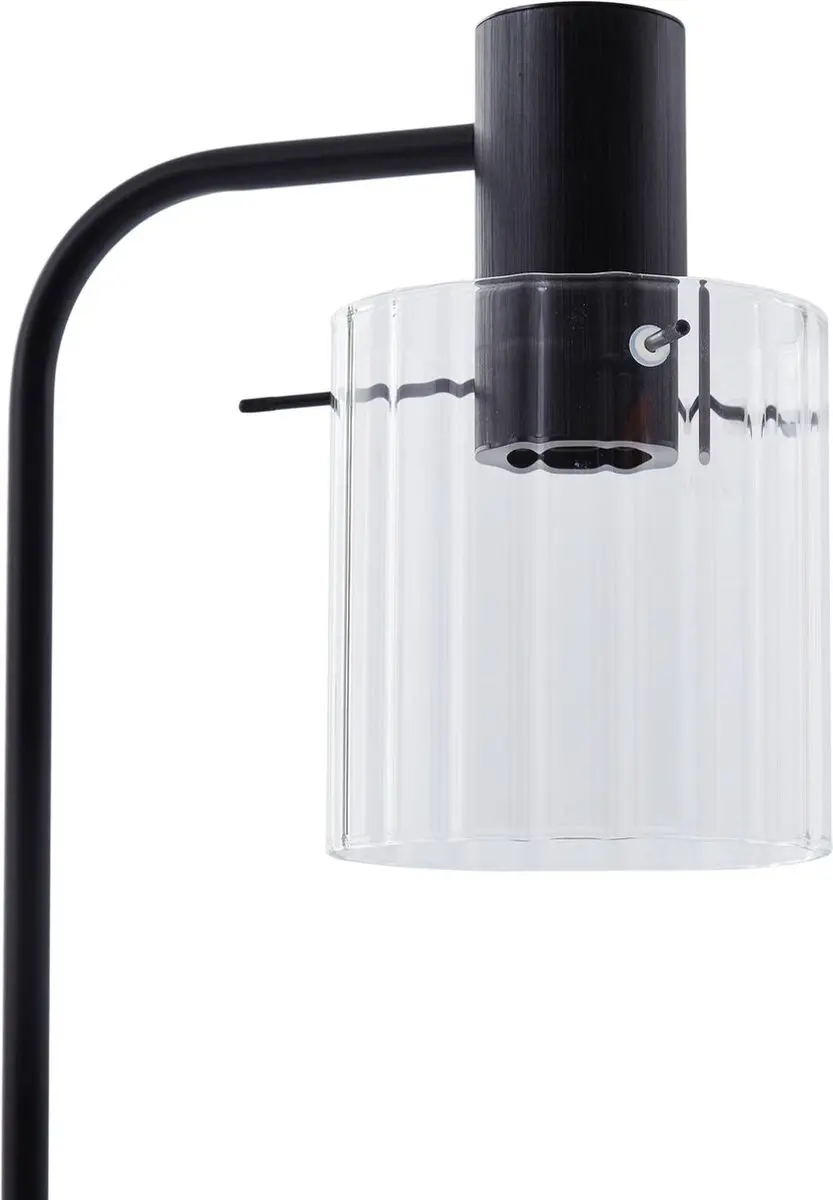 Lucande Vloerlamp Glas Metaal 150cm - E27 - Helder Zwart