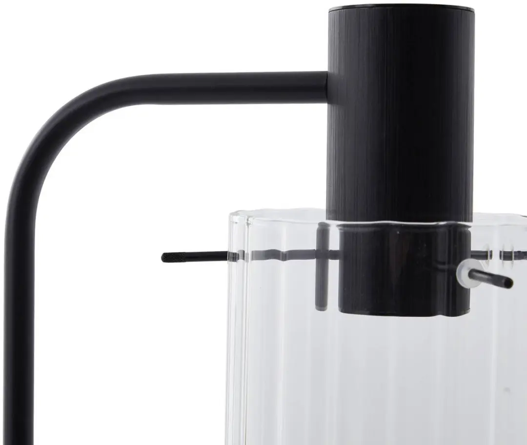 Lucande Vloerlamp Glas Metaal 150cm - E27 - Helder Zwart