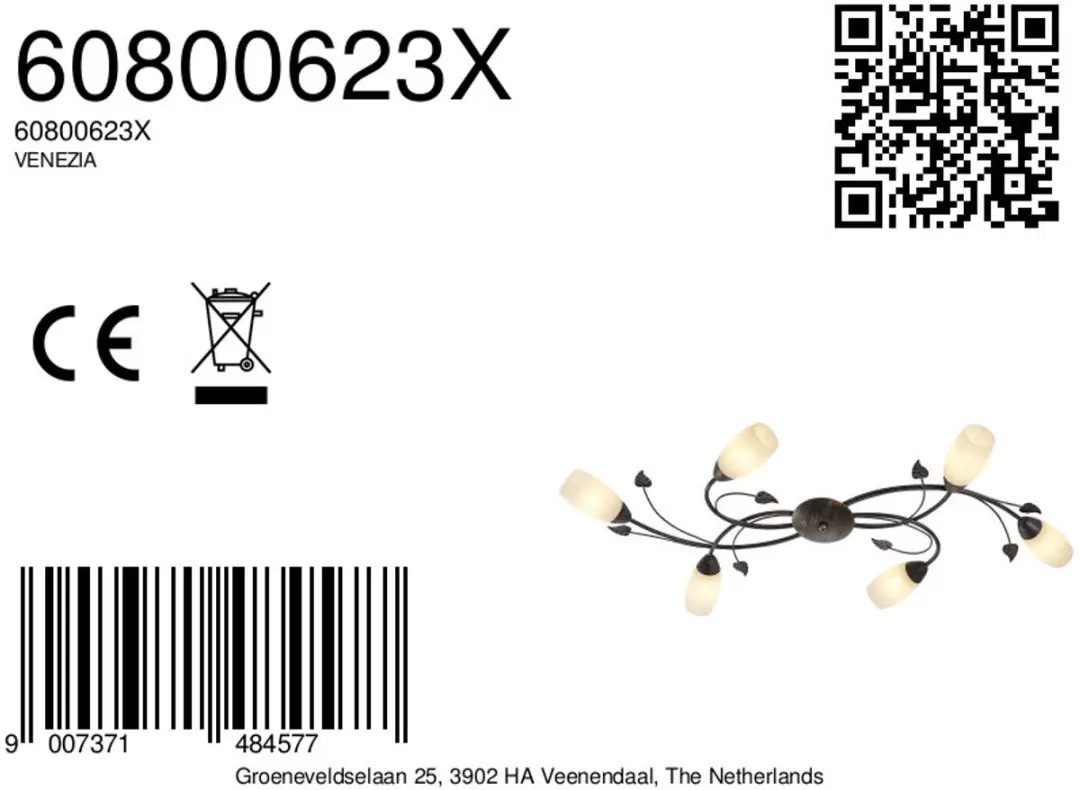 Globo Venezia Plafondlamp - 6x E14 - Bruin
