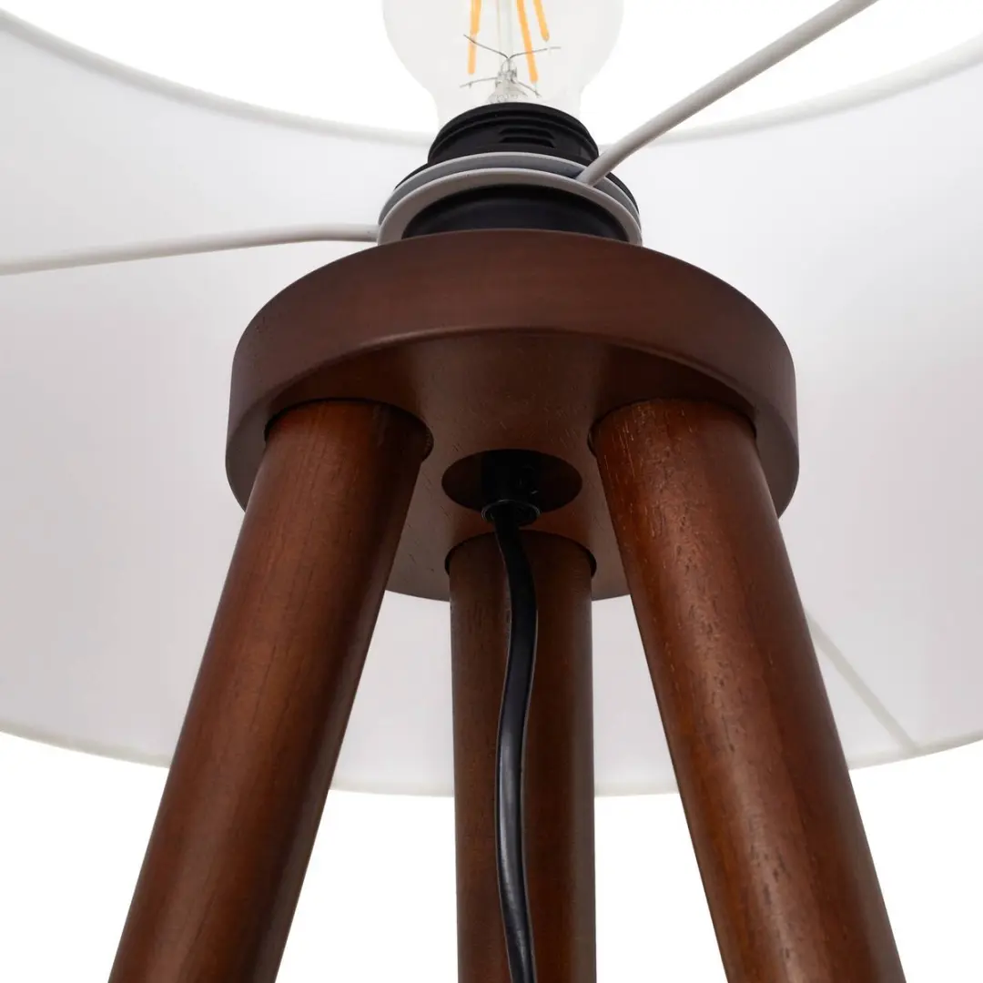 Lindby Vloerlamp Walnoothout 150cm - E27 - Wit