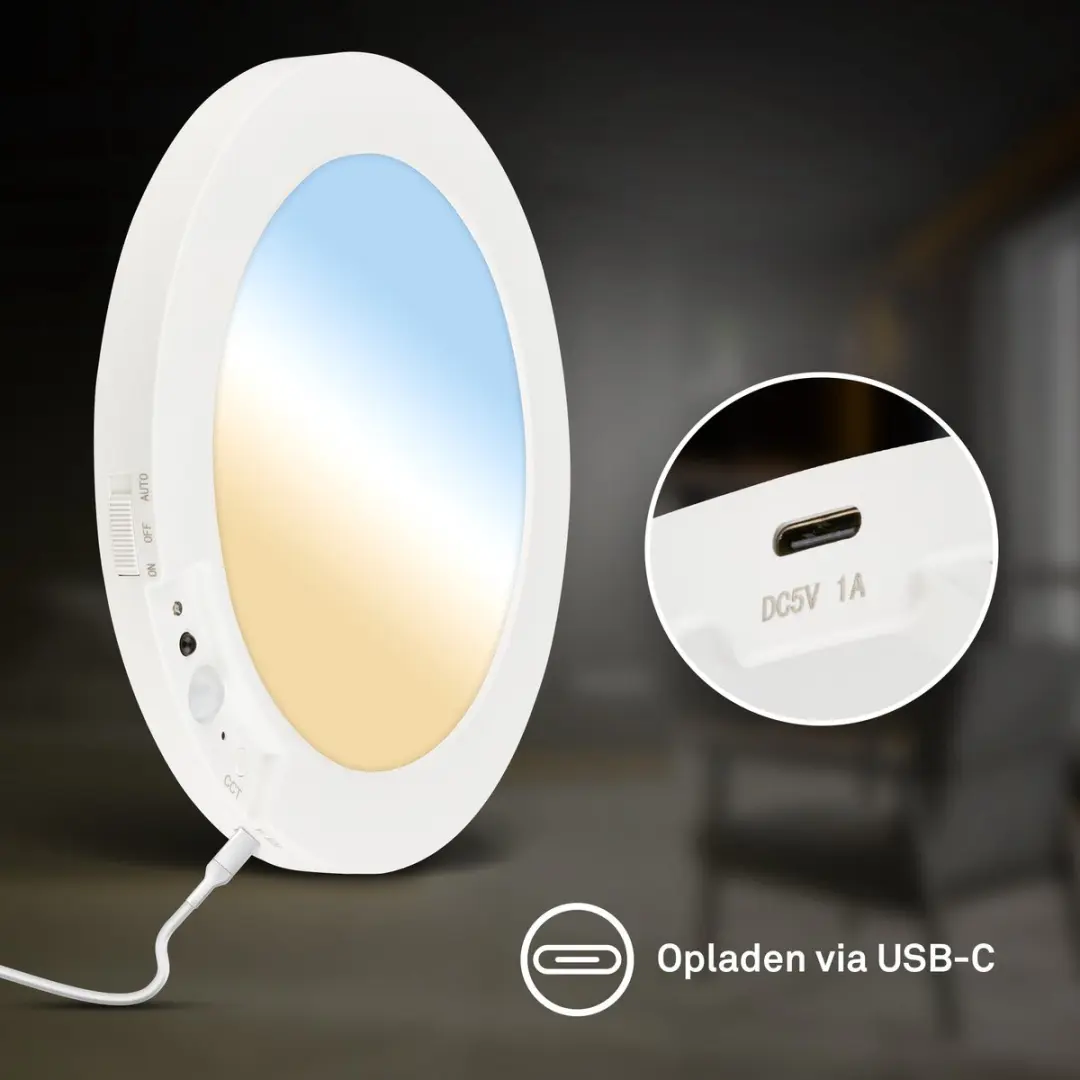 Briloner Edda Wandlamp - Oplaadbaar met bewegingssensor - Ø19cm