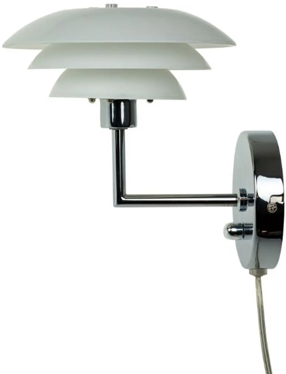 Dyberg Larsen DL20 Wandlamp 30W - Staal/Glas - Wit