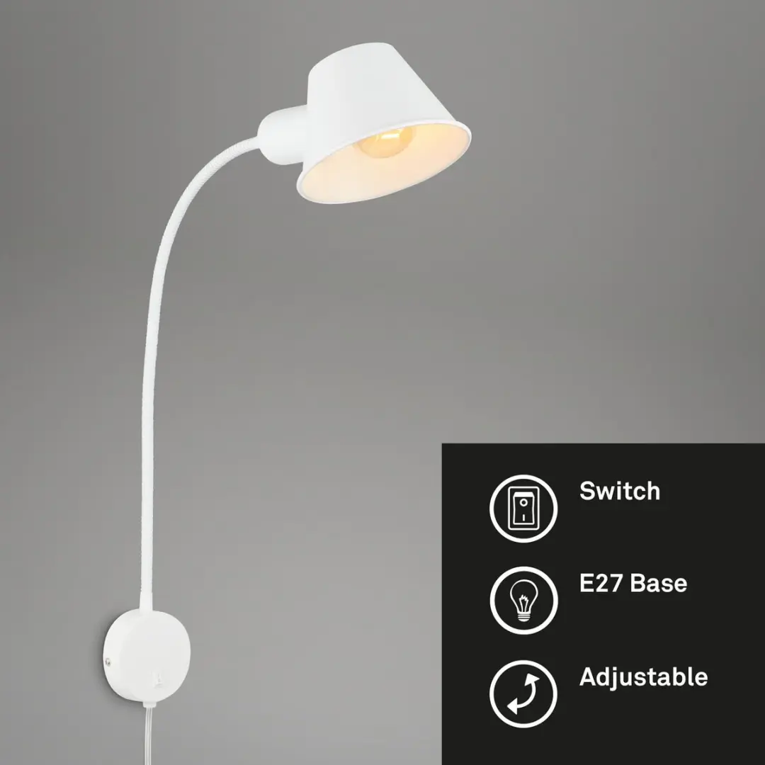 Briloner Bedlamp Wandlamp E27 10W Warm Wit