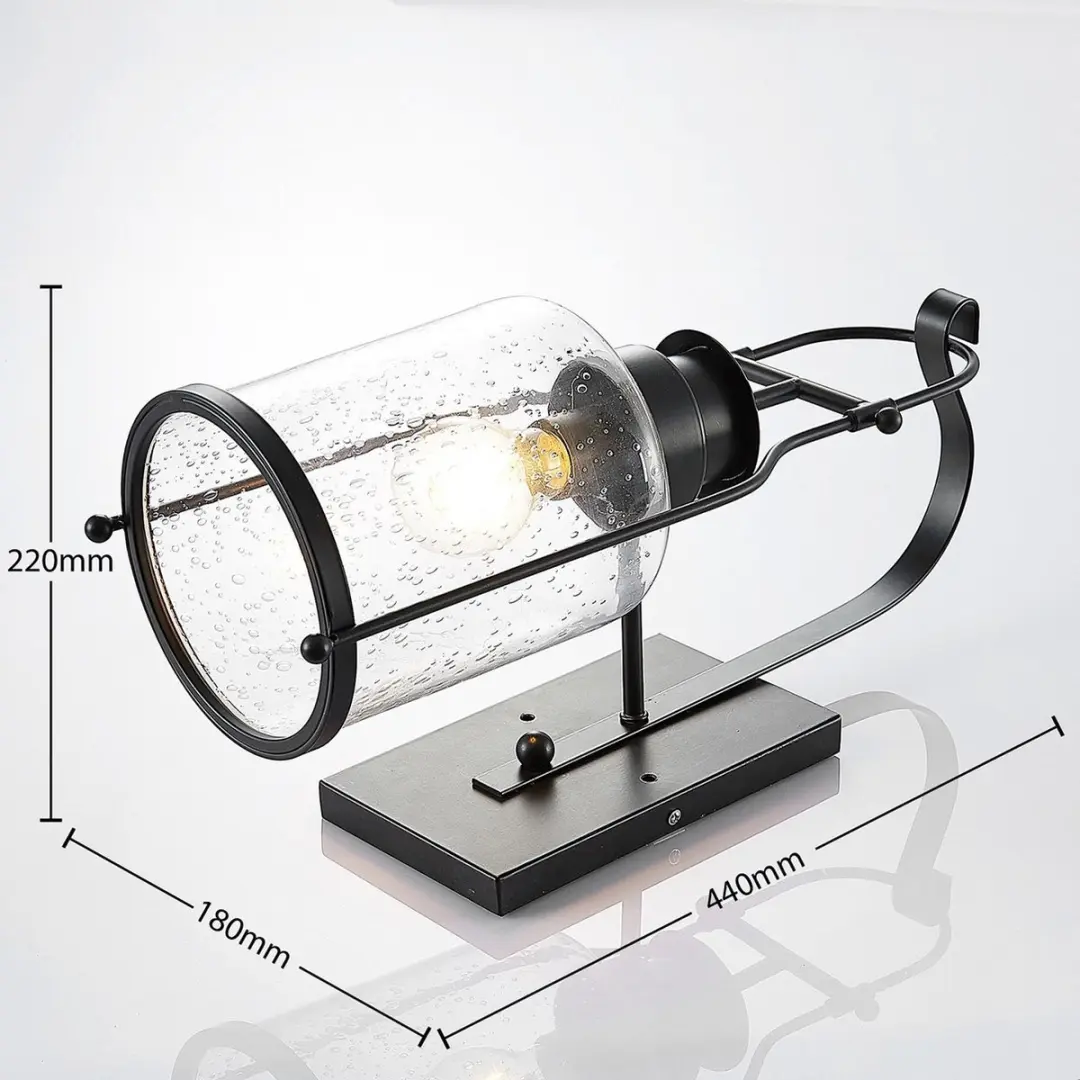 Lindby Wandlamp Metaal Glas 1 Licht - 44cm - E27 - Matzwart/Transparant