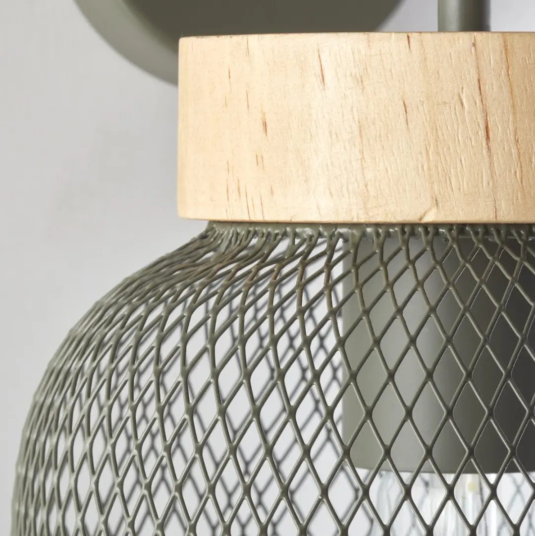 Brilliant Giada Wandlamp - Olijfgroen/Hout 40W