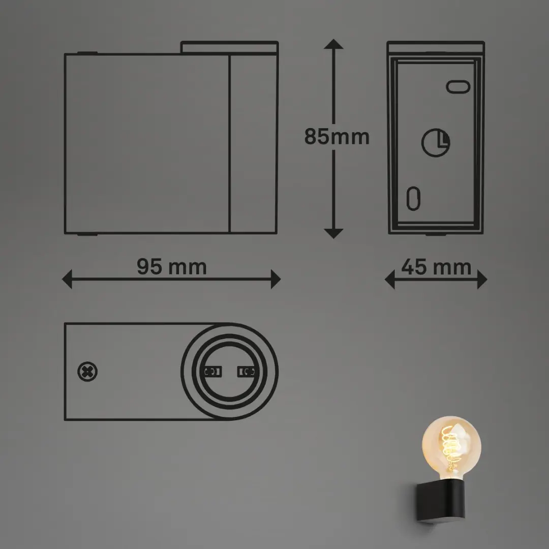 Briloner Donga LED Retro Spiegellamp E27 - 10W - Zwart