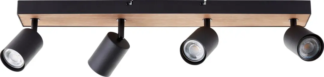 Brilliant Jello Wood Spotbalk 4-lichts 15x60x8cm - Zwart/Hout - afbeelding 6 van 6