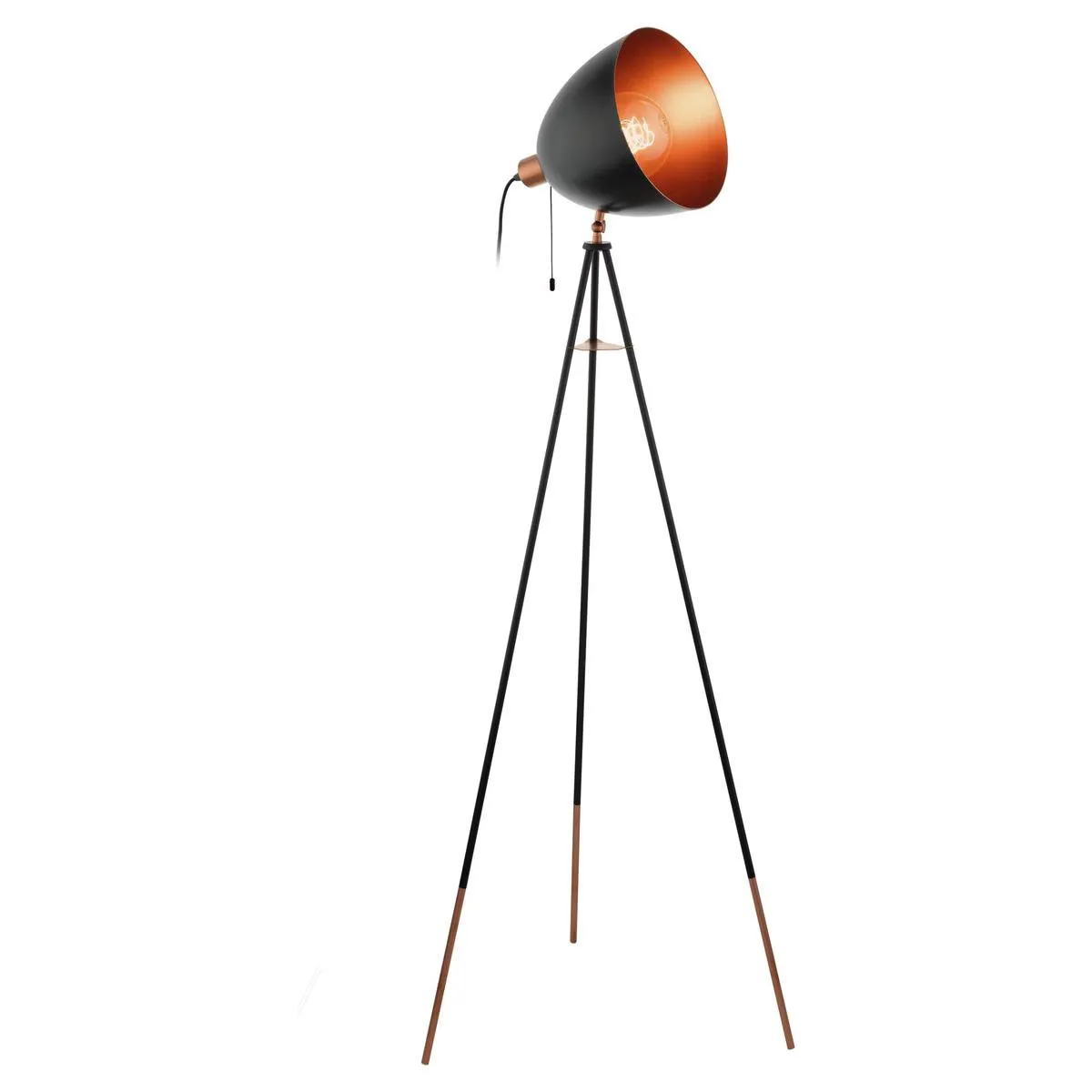 Eglo Chester Vloerlamp E27 - 149,5 cm - Zwart/Koper