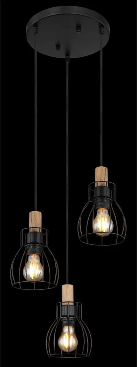 Globo Mina Hanglamp - 3 Lichtpunten - Ø36cm - Zwart