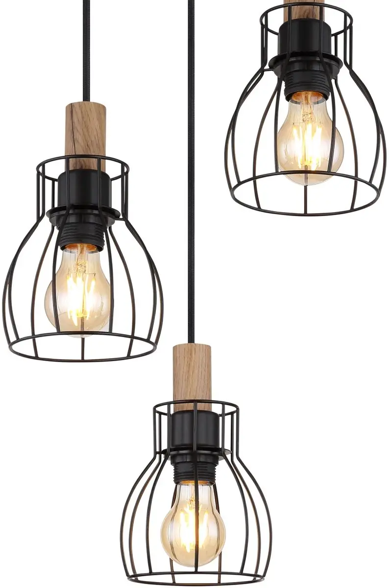 Globo Mina Hanglamp - 3 Lichtpunten - Ø36cm - Zwart