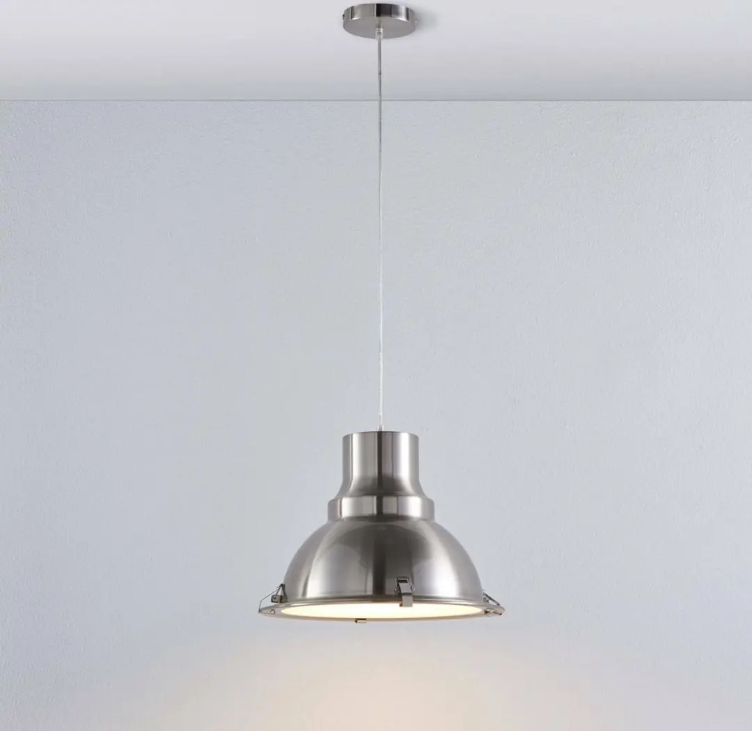 Lindby Hanglamp Metaal Glas 1 Licht - 28cm - E27 - Satin Nikkel