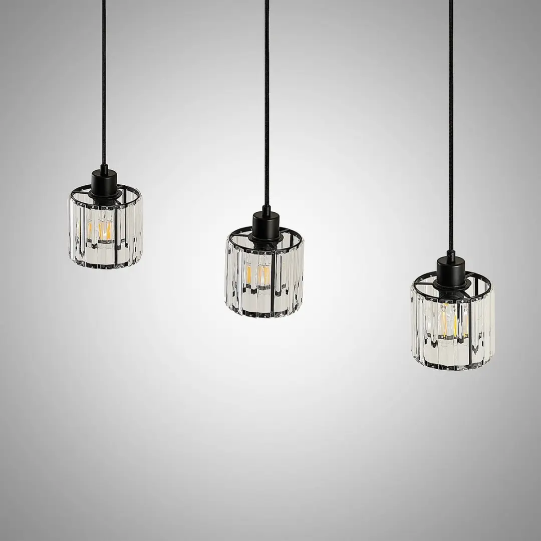 Lindby Hanglamp 3-Lichts - Matzwart/Transparant