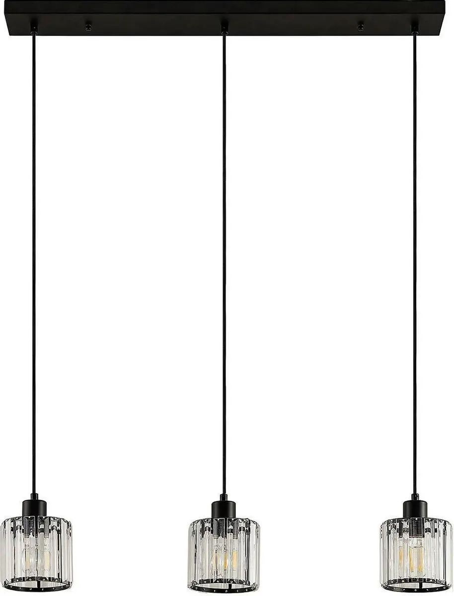 Lindby Hanglamp 3-Lichts - Matzwart/Transparant