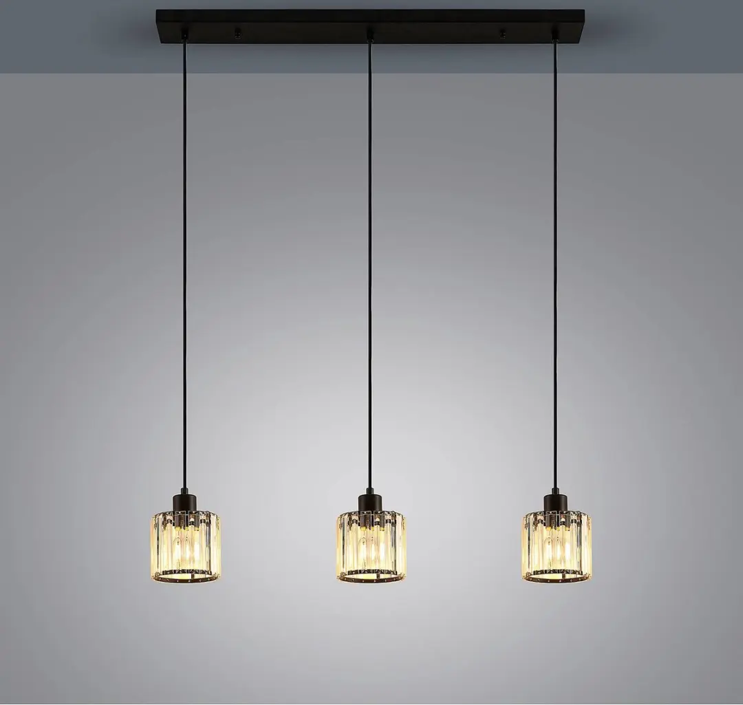 Lindby Hanglamp 3-Lichts - Matzwart/Transparant
