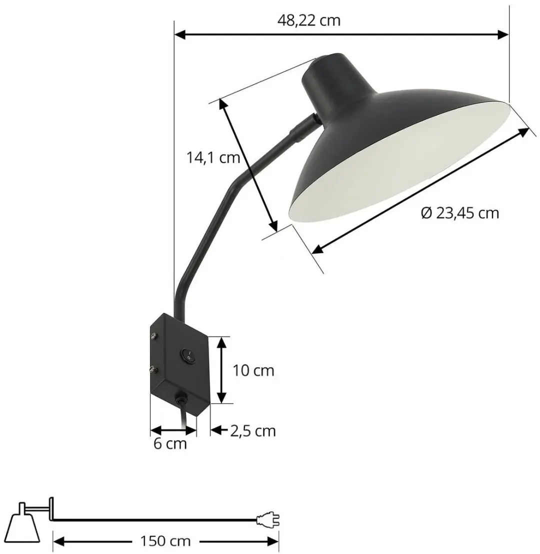 Lindby Wandlamp Metaal 1 Licht E27 - Zwart