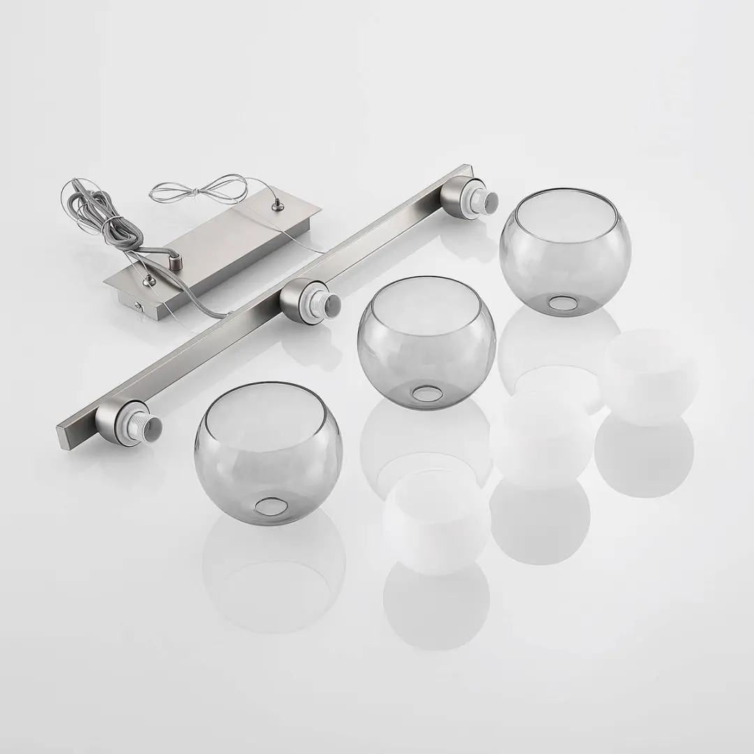 Lucande Hanglamp 3-Lichts - Nikkel/Wit/Rookgrijs