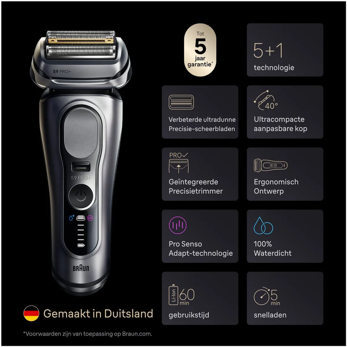 Braun Series 9 PRO+ 9667CC Scheerapparaat - Zilver