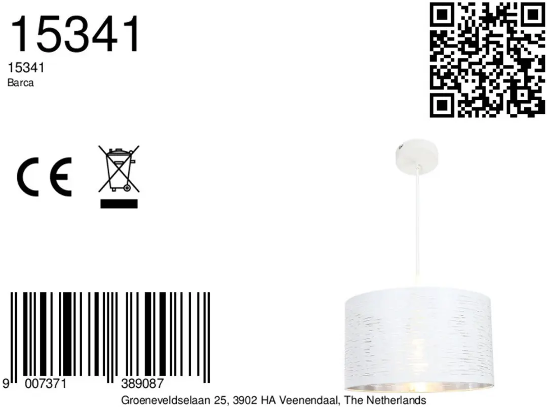 Globo Barca Hanglamp - Ø38cm - Wit Metaal