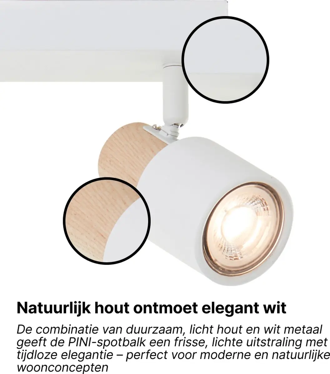 Brilliant Pini Plafondspotbalk GU10 - 2x24W - Wit Mat