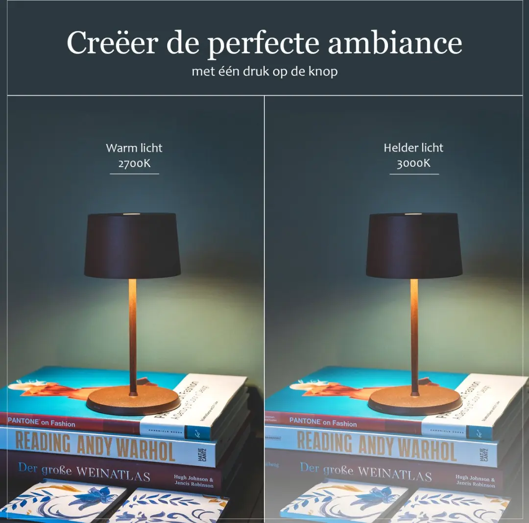 Zafferano Olivia Mini Oplaadbare LED Tafellamp - Wit - IP65 - 3000K