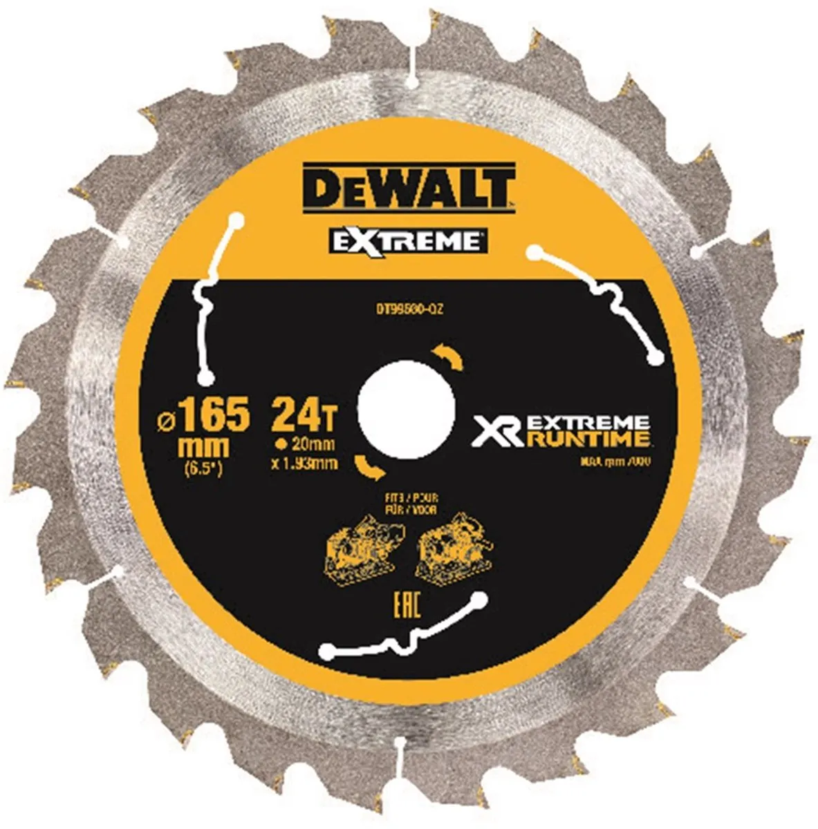 DeWalt CSB 165mm 24T Houtzaagblad - Ø165mm Asgat 20mm