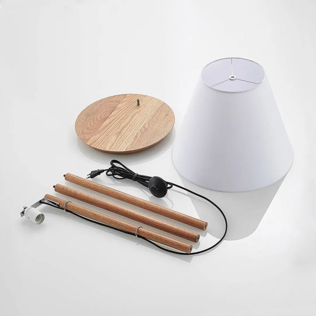 Lucande Vloerlamp 1 Licht - 160cm - Wit/Donker Eiken