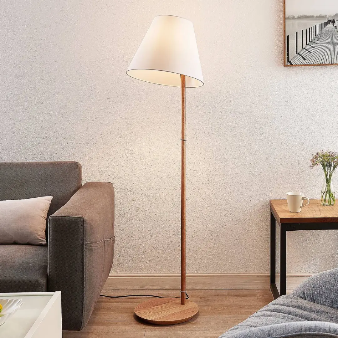 Lucande Vloerlamp 1 Licht - 160cm - Wit/Donker Eiken
