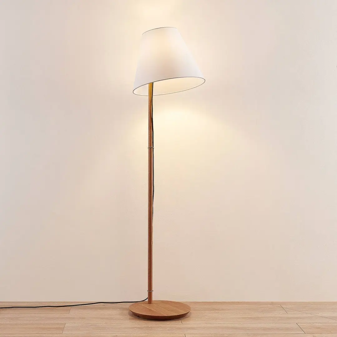 Lucande Vloerlamp 1 Licht - 160cm - Wit/Donker Eiken