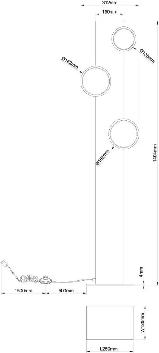 Brilliant Cheesy LED Vloerlamp 140cm - 20W - Mat zwart/hout