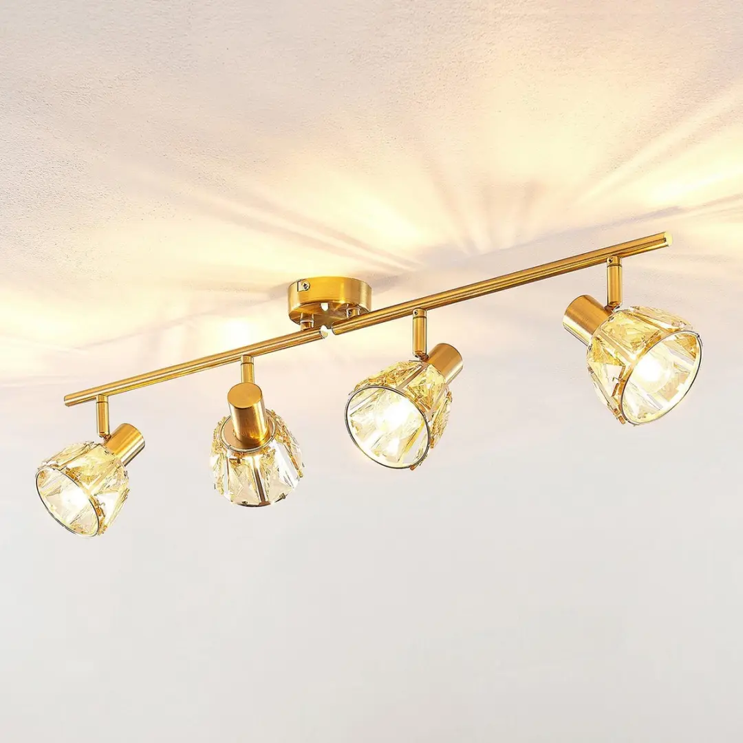 Lindby Plafondlamp 4-lichts Glas Staal - Messing