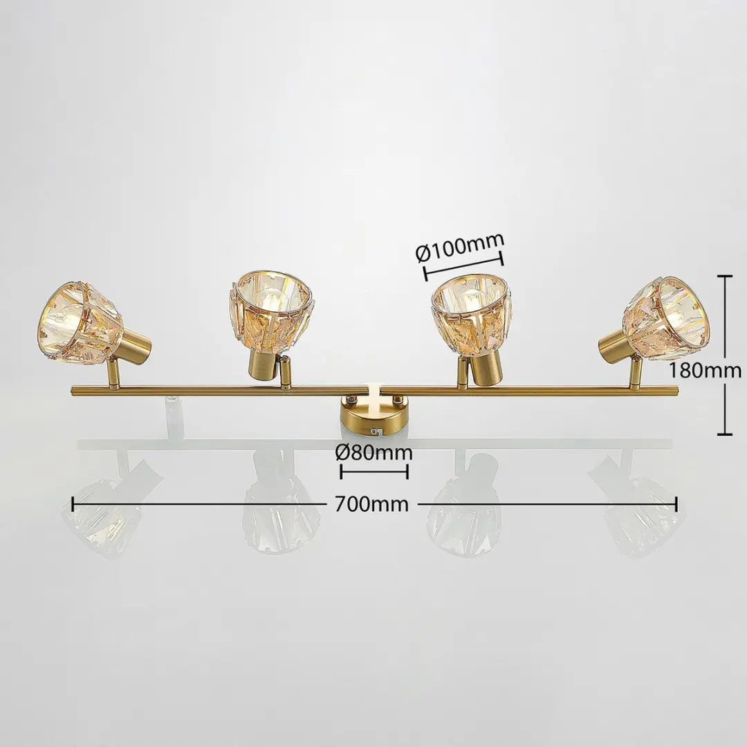 Lindby Plafondlamp 4-lichts Glas Staal - Messing