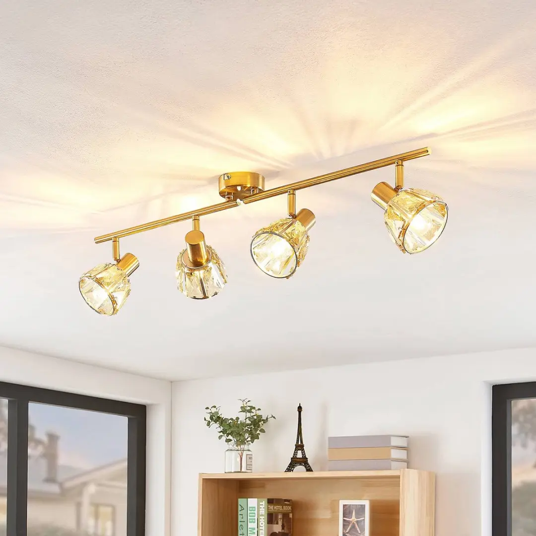 Lindby Plafondlamp 4-lichts Glas Staal - Messing