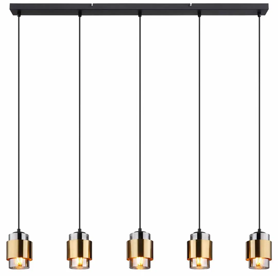 Globo Milley Hanglamp 5xE27 - Messing/Zwart - Ø10cm