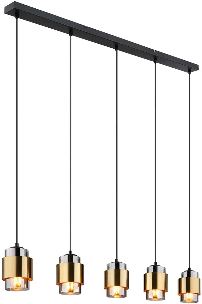 Globo Milley Hanglamp 5xE27 - Messing/Zwart - Ø10cm