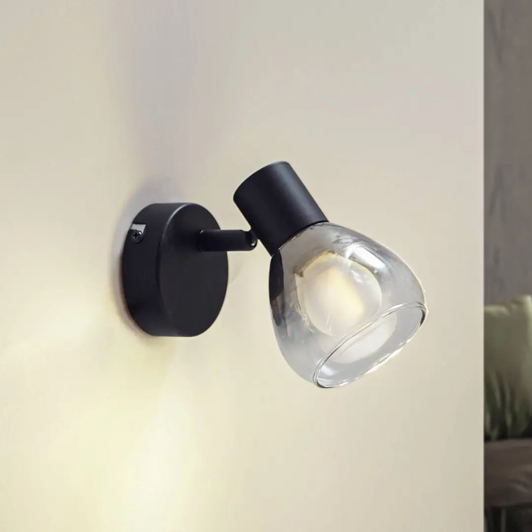 Lindby Wandlamp 1 Licht E14 Rookgrijs - Mat Zwart