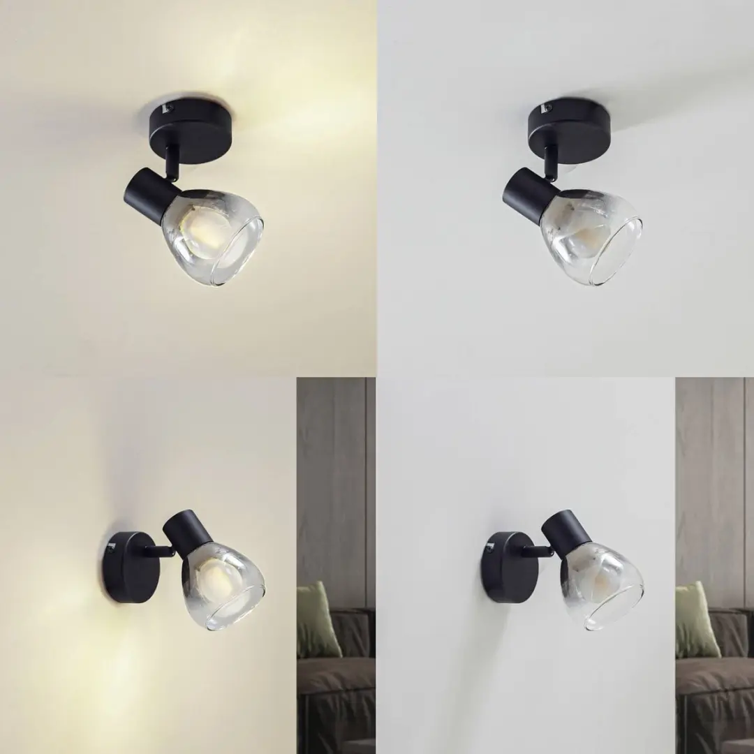 Lindby Wandlamp 1 Licht E14 Rookgrijs - Mat Zwart