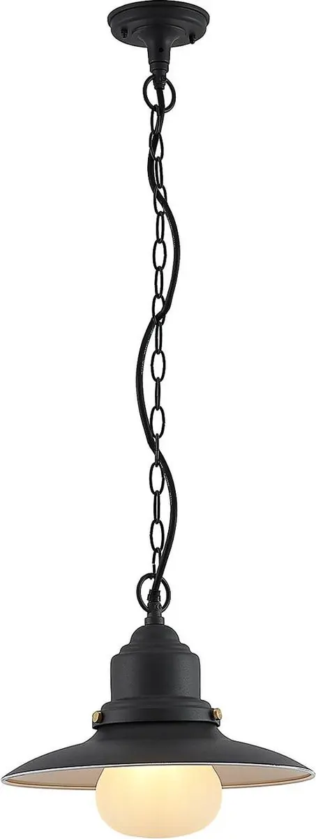 Lindby Hanglamp Buiten 1 Licht E27 - Staal/Glas - Donkergrijs
