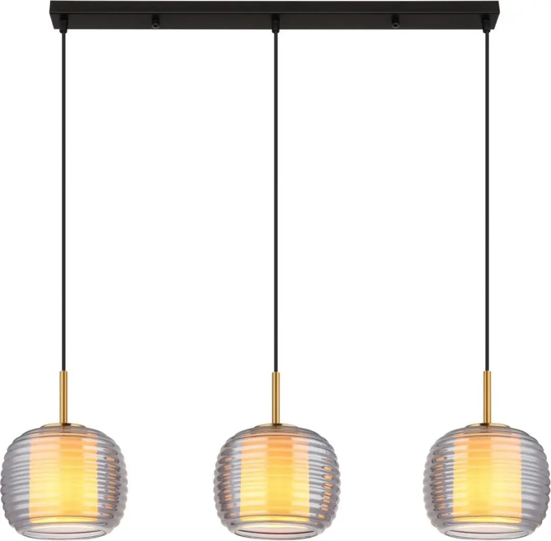 Brilliant Hanglamp 3xE27 21cm - Zwart Smoked