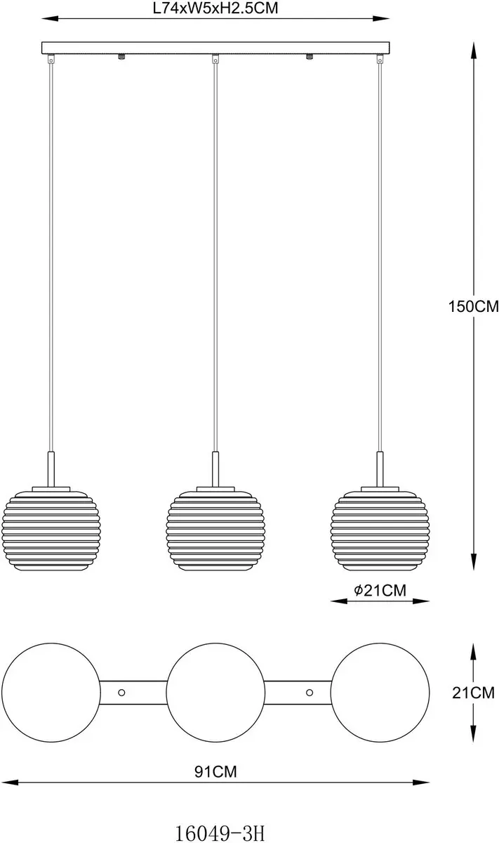 Brilliant Hanglamp 3xE27 21cm - Zwart Smoked - afbeelding 6 van 6
