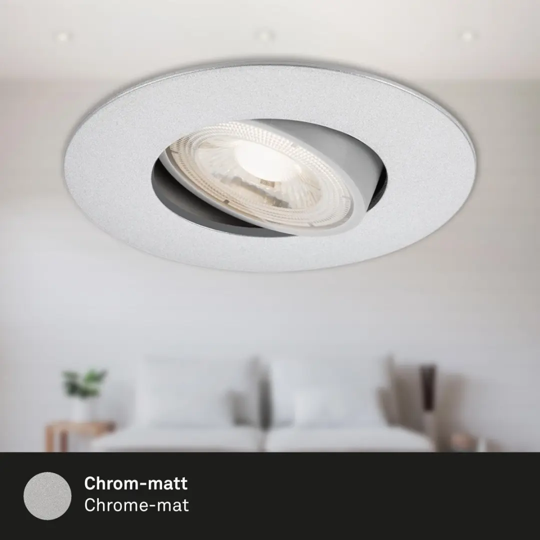 Briloner KULANA Inbouwspots 3x - 5W 460lm Warm Wit - Ø90mm - Mat Chroom