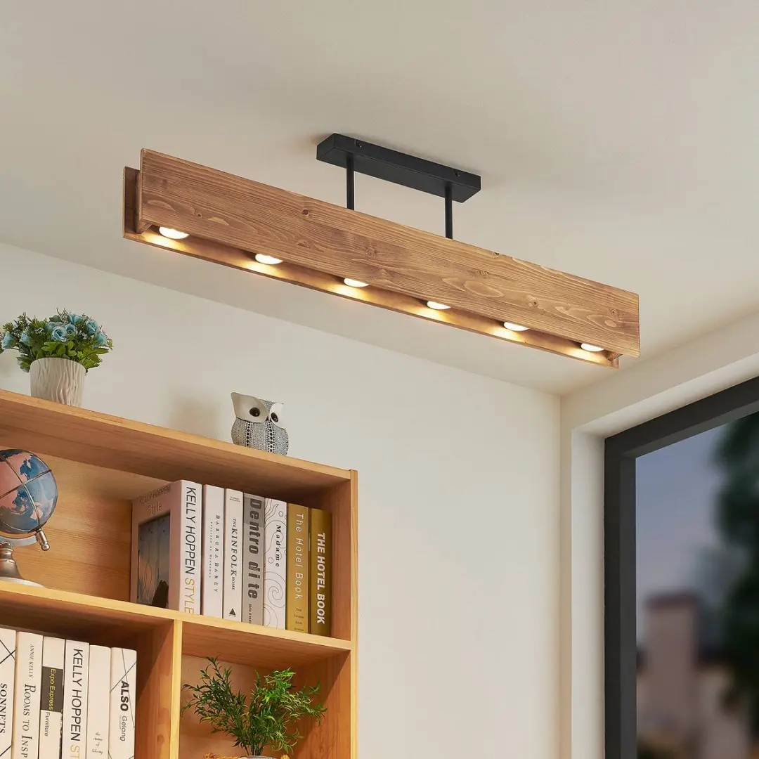 Lindby Plafondlamp Dennenhout 6x GU10 - 25cm
