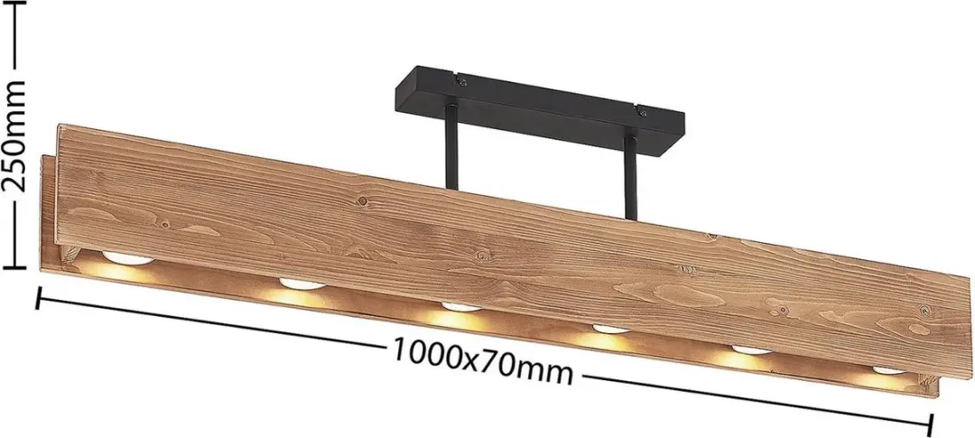 Lindby Plafondlamp Dennenhout 6x GU10 - 25cm