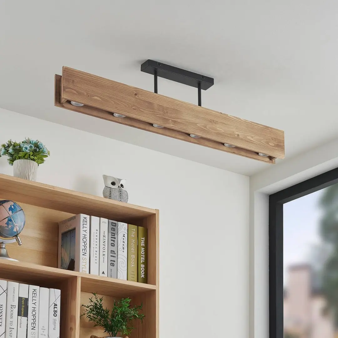 Lindby Plafondlamp Dennenhout 6x GU10 - 25cm