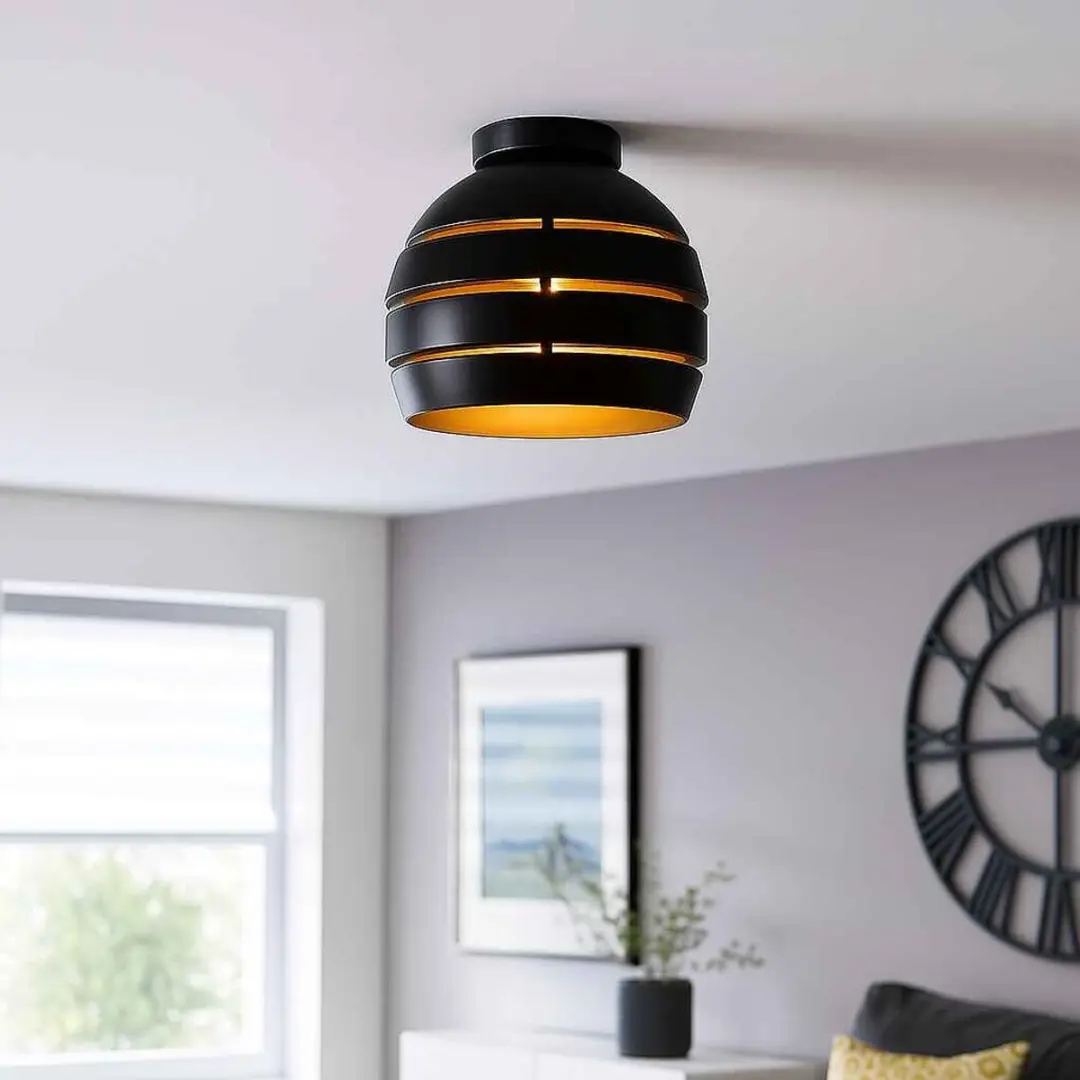 Freelight Plafondlamp Djarin Ø28cm - Zwart/Goud