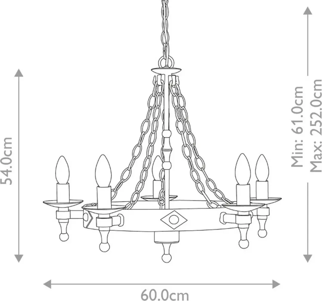 Elstead LED Kroonluchter 5x E14 60W - Dimbaar - Graphite Black