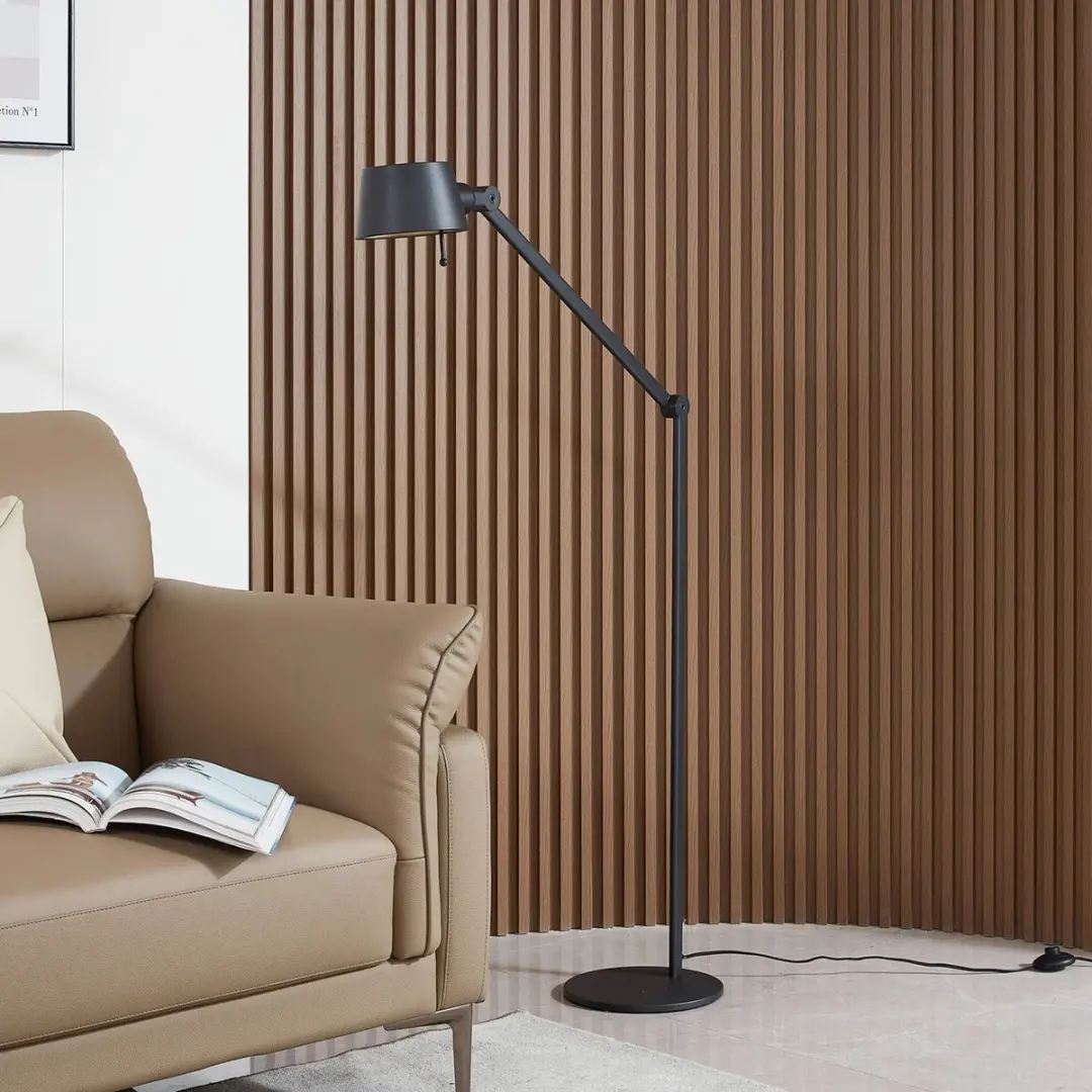 Lucande Vloerlamp 1 Licht Metaal E27 - 173 cm - Zwart/Goud