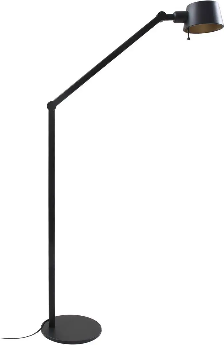 Lucande Vloerlamp 1 Licht Metaal E27 - 173 cm - Zwart/Goud