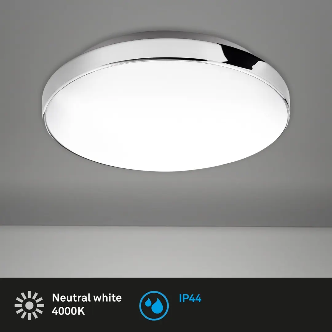Briloner Malbona Badkamerlamp Plafond - 13W 1.200 Lm - Wit-Chroom